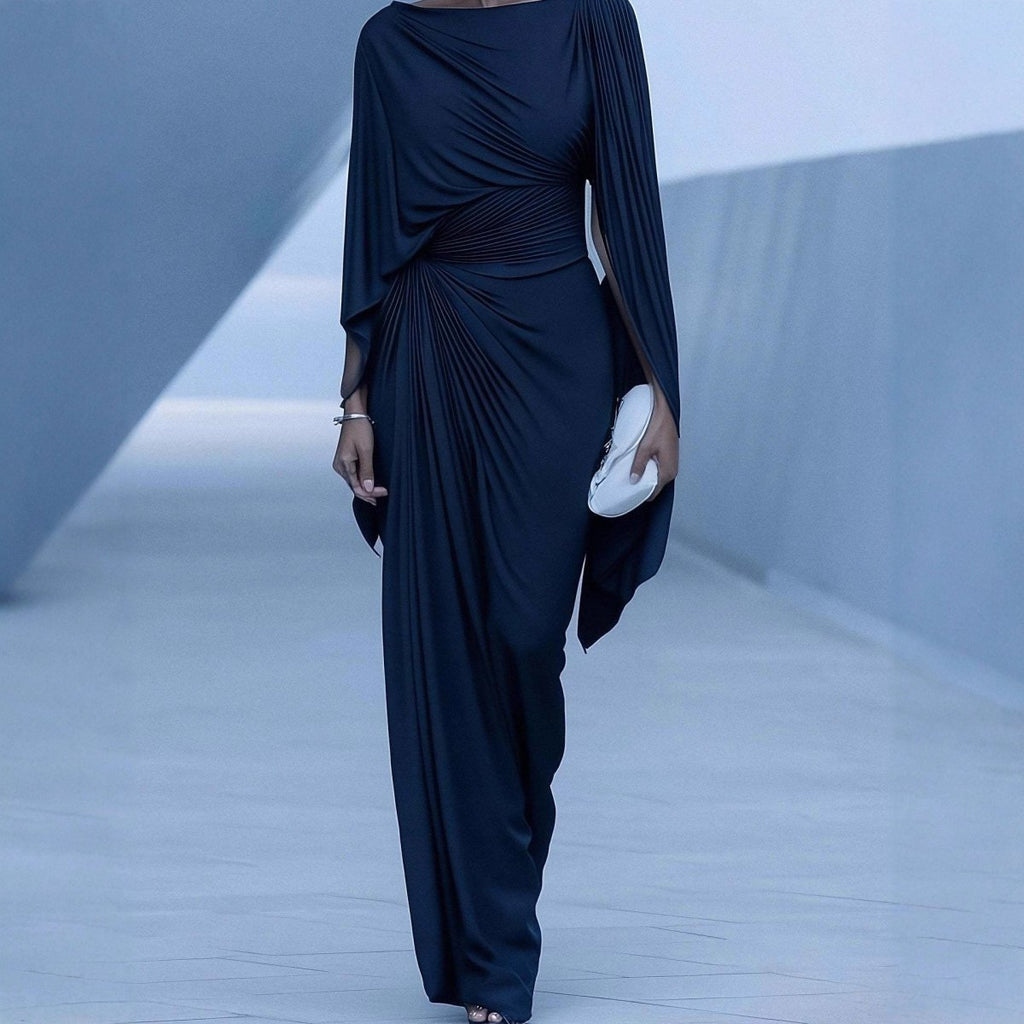 Pleated Evening Dress | Off-Shoulder Ruched Bodycon Gown(MS275)