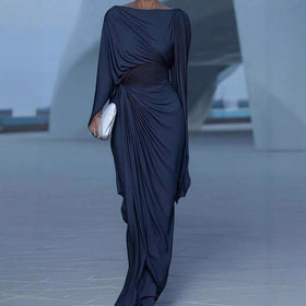 Pleated Evening Dress | Off-Shoulder Ruched Bodycon Gown(MS275)