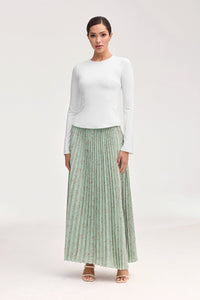 Pleated Floral Maxi Skirt - Sage Clothing Veiled 