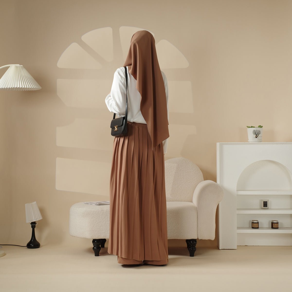 Mariam's Collection Pleated Overskirt, Wide-Cut Pants & Matching Hijab Set (MS025) — comparison shot