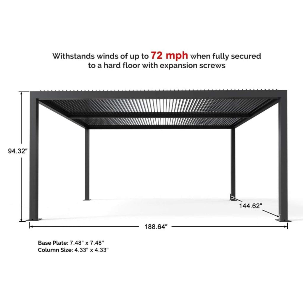 [12X16FT] Alora Premium Outdoor Gray Aluminum Hardtop Pergola With Adjustable Roof (SAK81364) – SAKSBY WHOLESALE, view 8