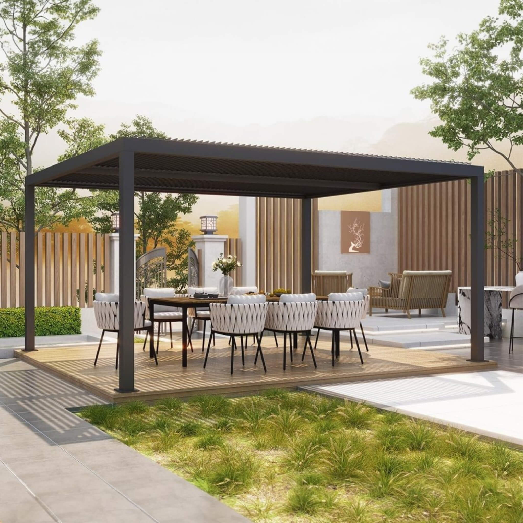 [12X16FT] Alora Premium Outdoor Gray Aluminum Hardtop Pergola With Adjustable Roof (SAK81364) – SAKSBY WHOLESALE, view 3