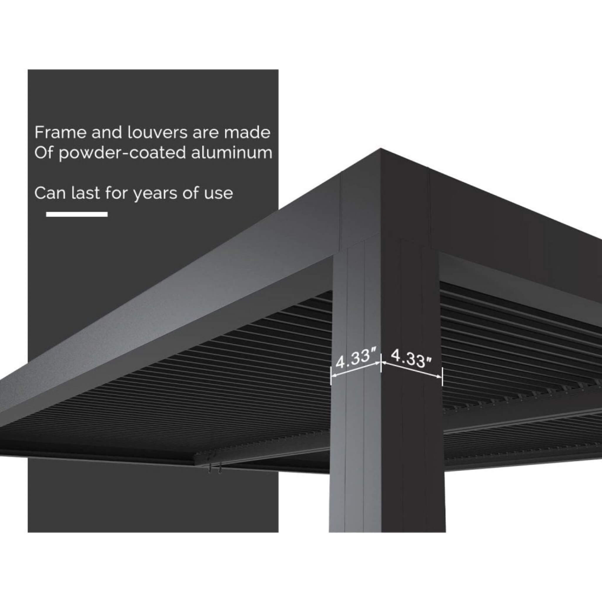 [12X16FT] Alora Premium Outdoor Gray Aluminum Hardtop Pergola With Adjustable Roof (SAK81364) – SAKSBY WHOLESALE, view 4
