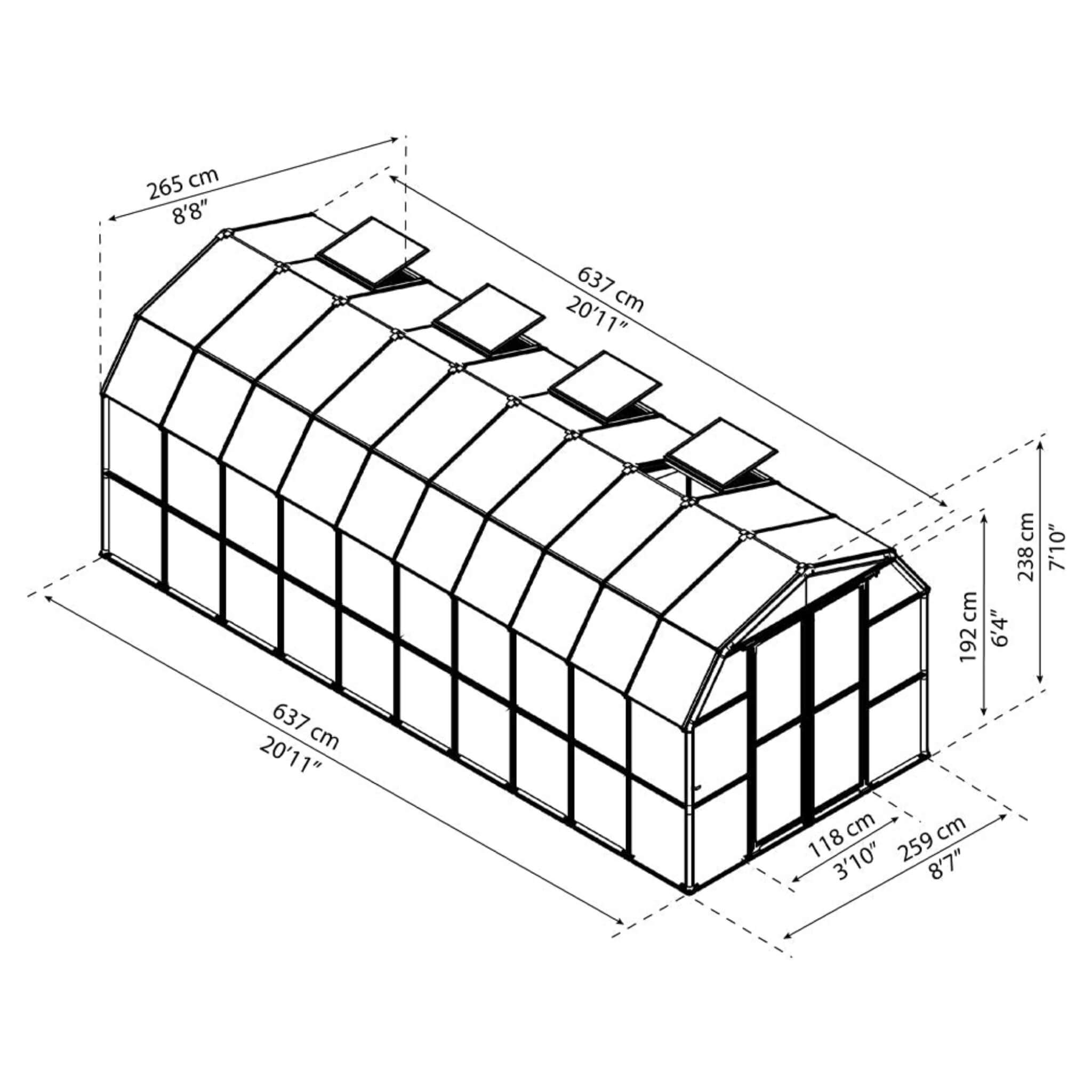 [08X20FT] Extra-Large Barn-Style Weatherproof Walk-In Greenhouse With Roof Vents (SAK85716) – SAKSBY WHOLESALE, view 6