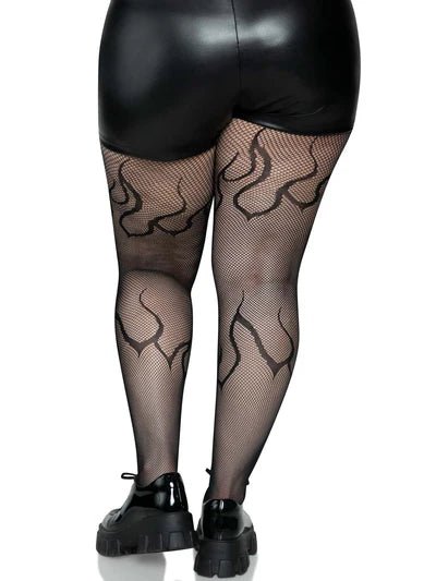 Plus Size Flame Net Tights