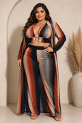 Plus Size Ombre 3-Piece Pant Set with Cardigan – Summer Vacation Outfit