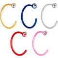 BodyCandy 20G 5/16 Clear Gem Multicolor Pack Set of 5 Twisted Nose Hoop Rings — main product shot
