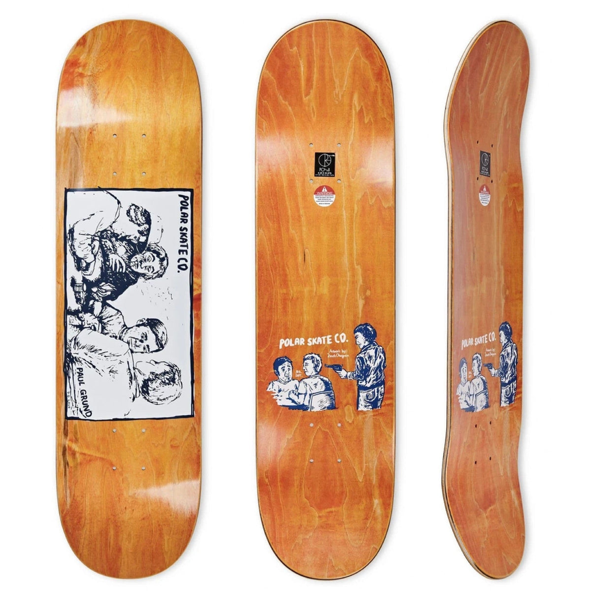 Polar Paul Grund Cold Streak Deck - 8.25" Orange by Skates USA