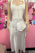 Polka Dot Satin Midi Slip Skirt – Elegant Brunch & Date Night Outfit Skirt for Women
