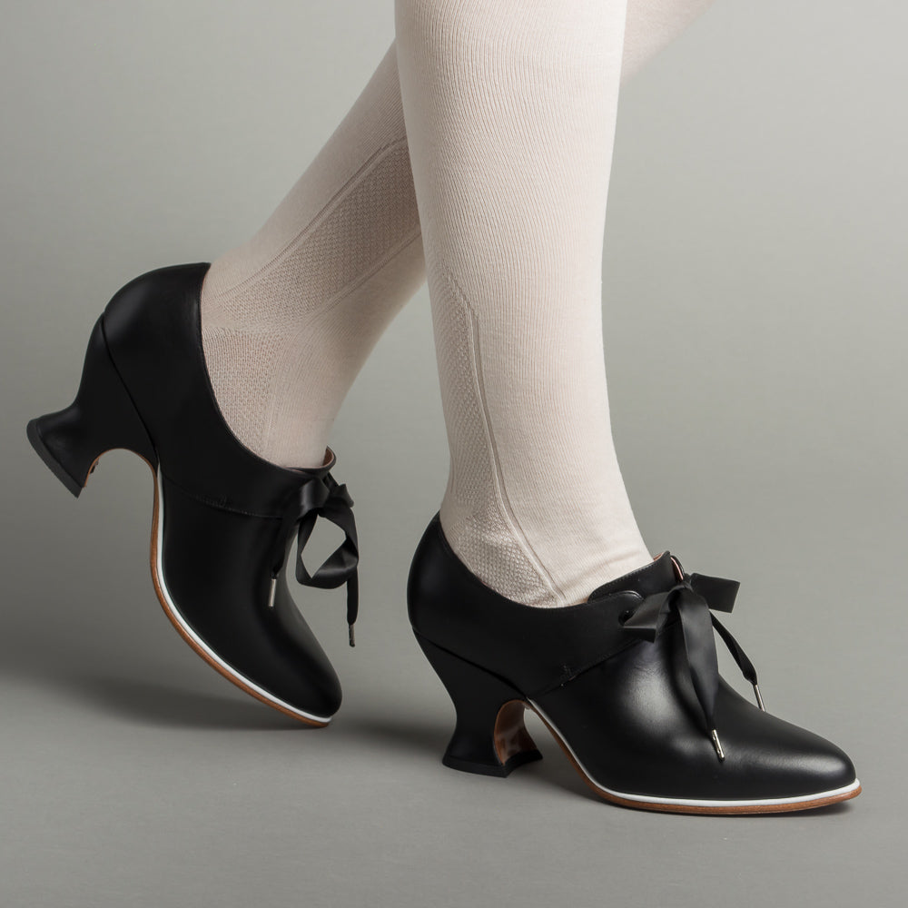 Pompadour 18th Century Leather Shoes (Black) — historical footwear by American Duchess