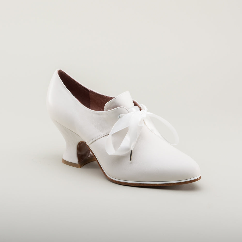 American Duchess Pompadour 18th Century Leather Shoes (Ivory) — lifestyle context