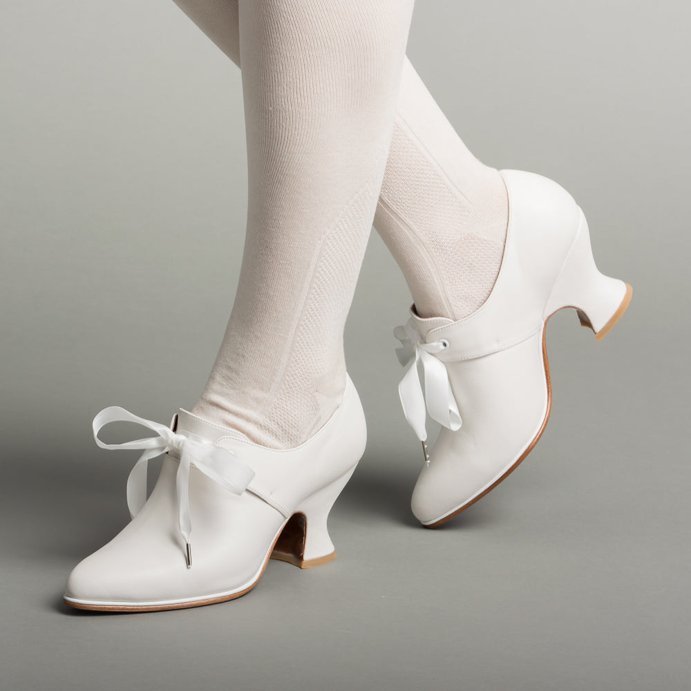 Pompadour 18th Century Leather Shoes (Ivory) — historical footwear by American Duchess