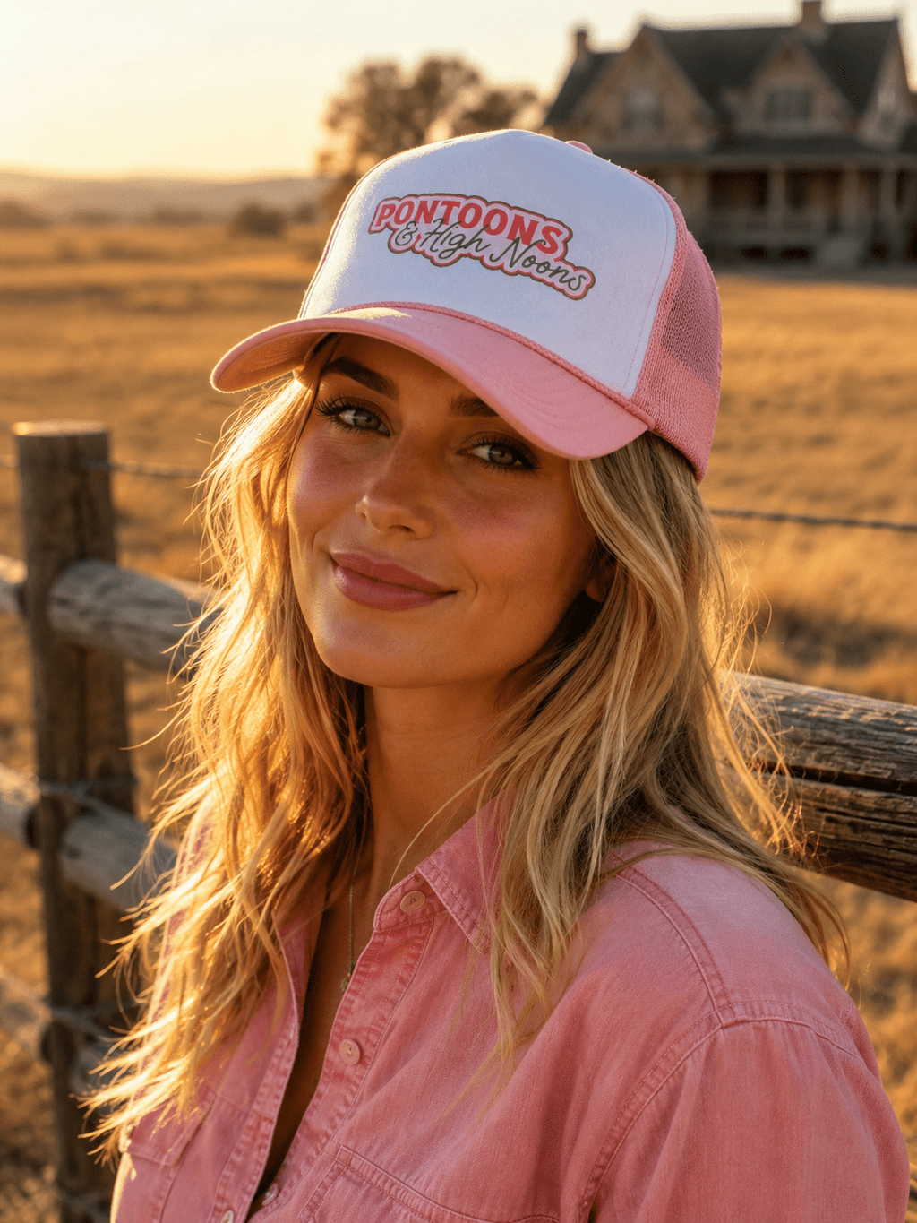 Wild Junkie Pontoons & High Noons Trucker Hat — detail close-up