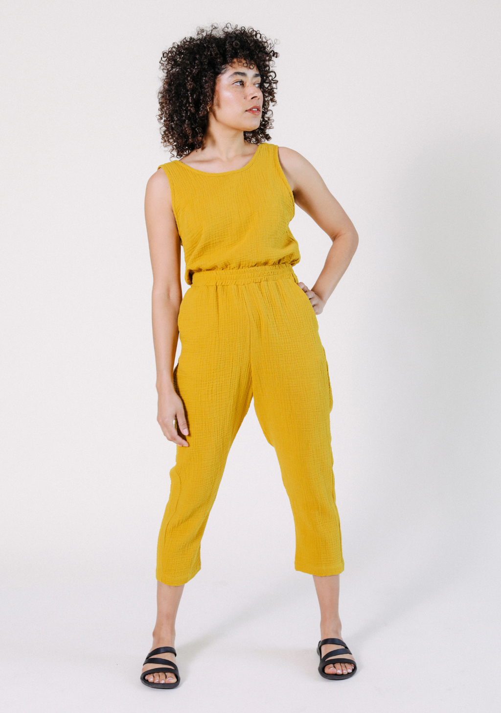 WONENA POPLINEN Jameela Organic Cotton Jumpsuit - Golden — main product shot