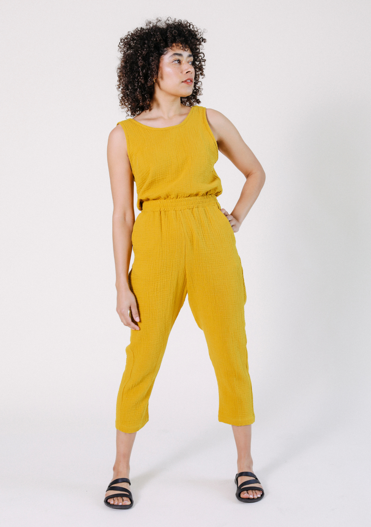 WONENA POPLINEN Jameela Organic Cotton Jumpsuit - Golden — main product shot
