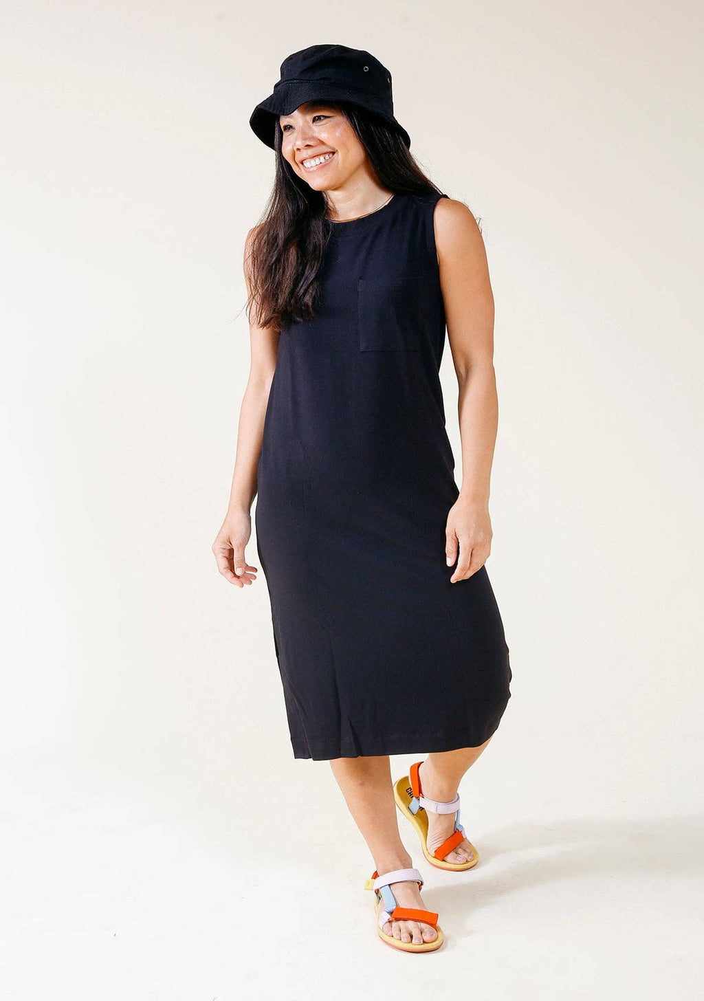 WONENA POPLINEN Sophie Tank Dress - Black — main product shot