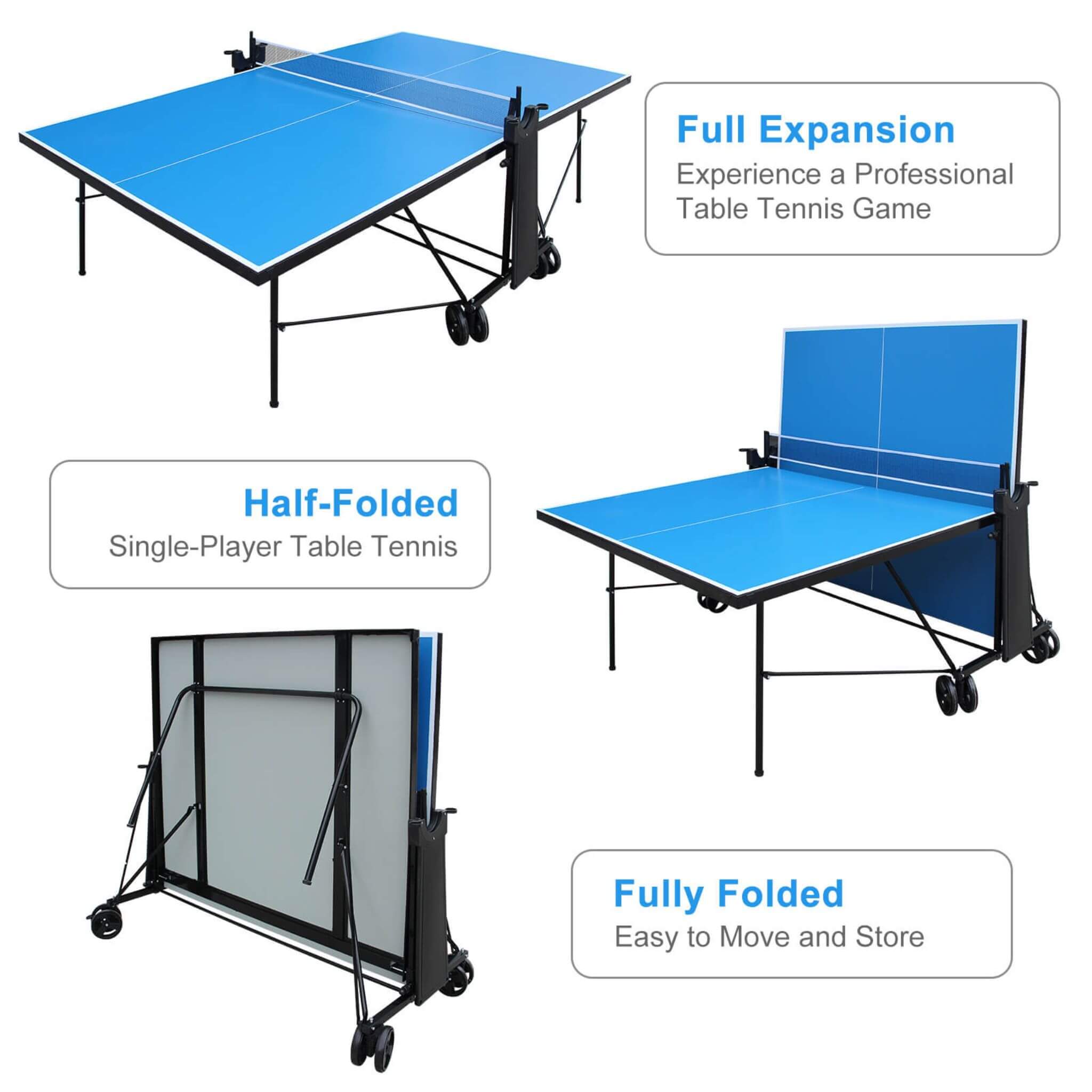 Portable 108-Inch Full-Size Table Tennis Table Set With Net, Paddles And Balls (SAK50384) – SAKSBY WHOLESALE, view 5