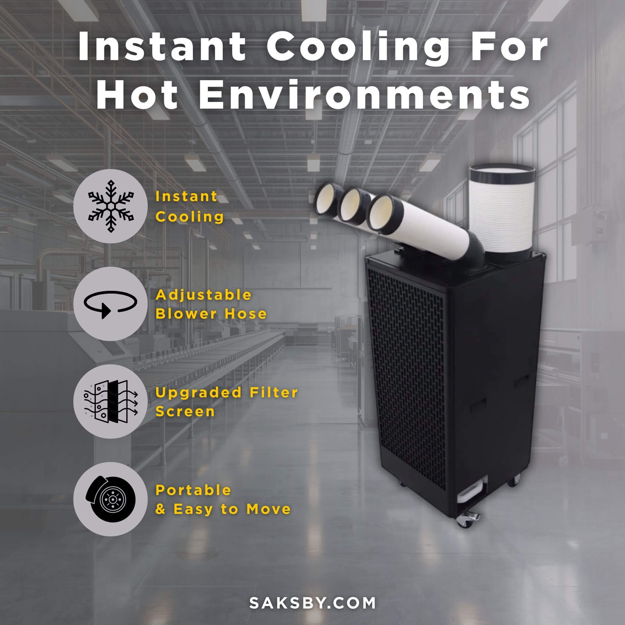 Portable 220V 2.5KW Outdoor 22K BTU Industrial Spot Cooling Air Conditioner (SAK42058) – SAKSBY WHOLESALE, view 5
