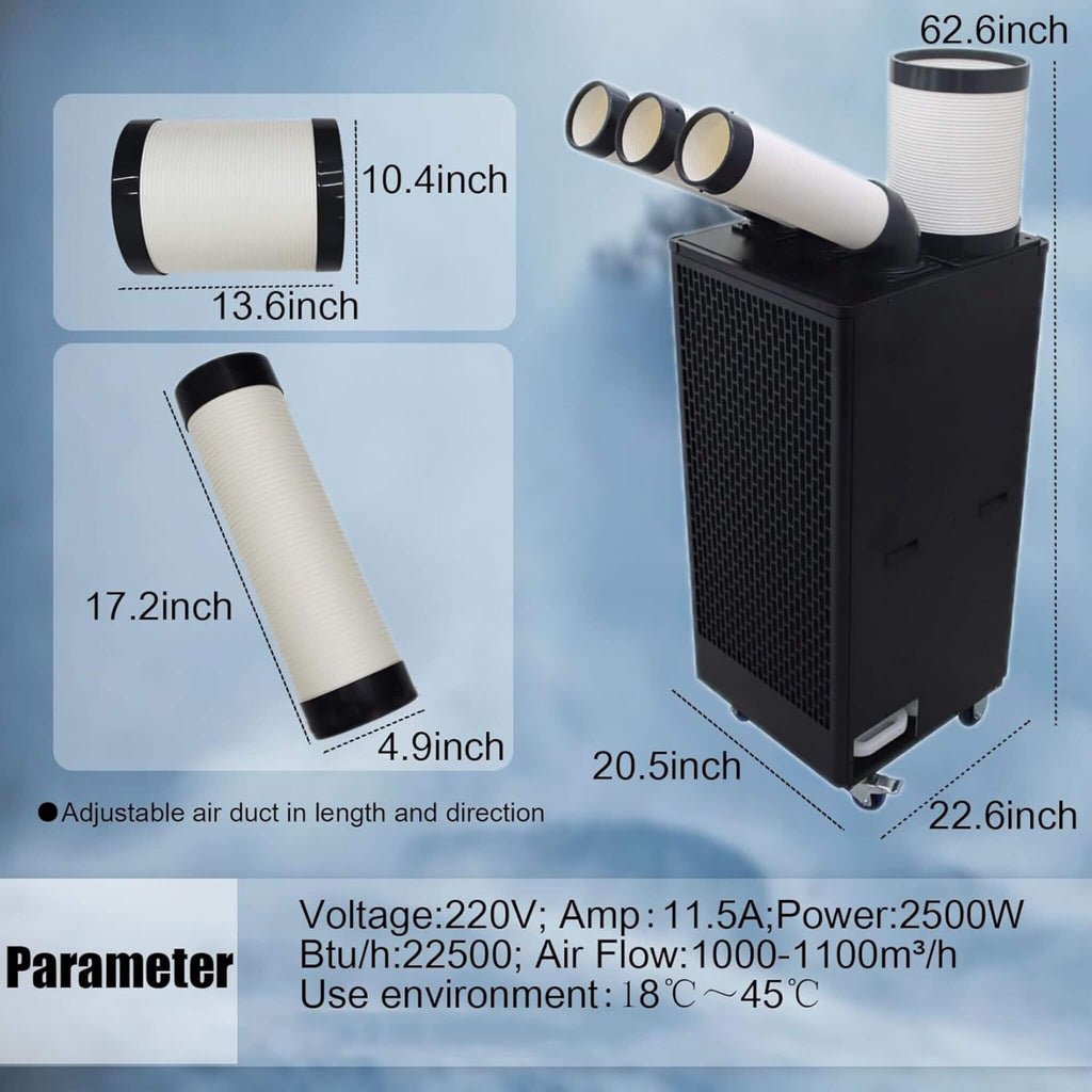 Portable 220V 2.5KW Outdoor 22K BTU Industrial Spot Cooling Air Conditioner (SAK42058) – SAKSBY WHOLESALE, view 12