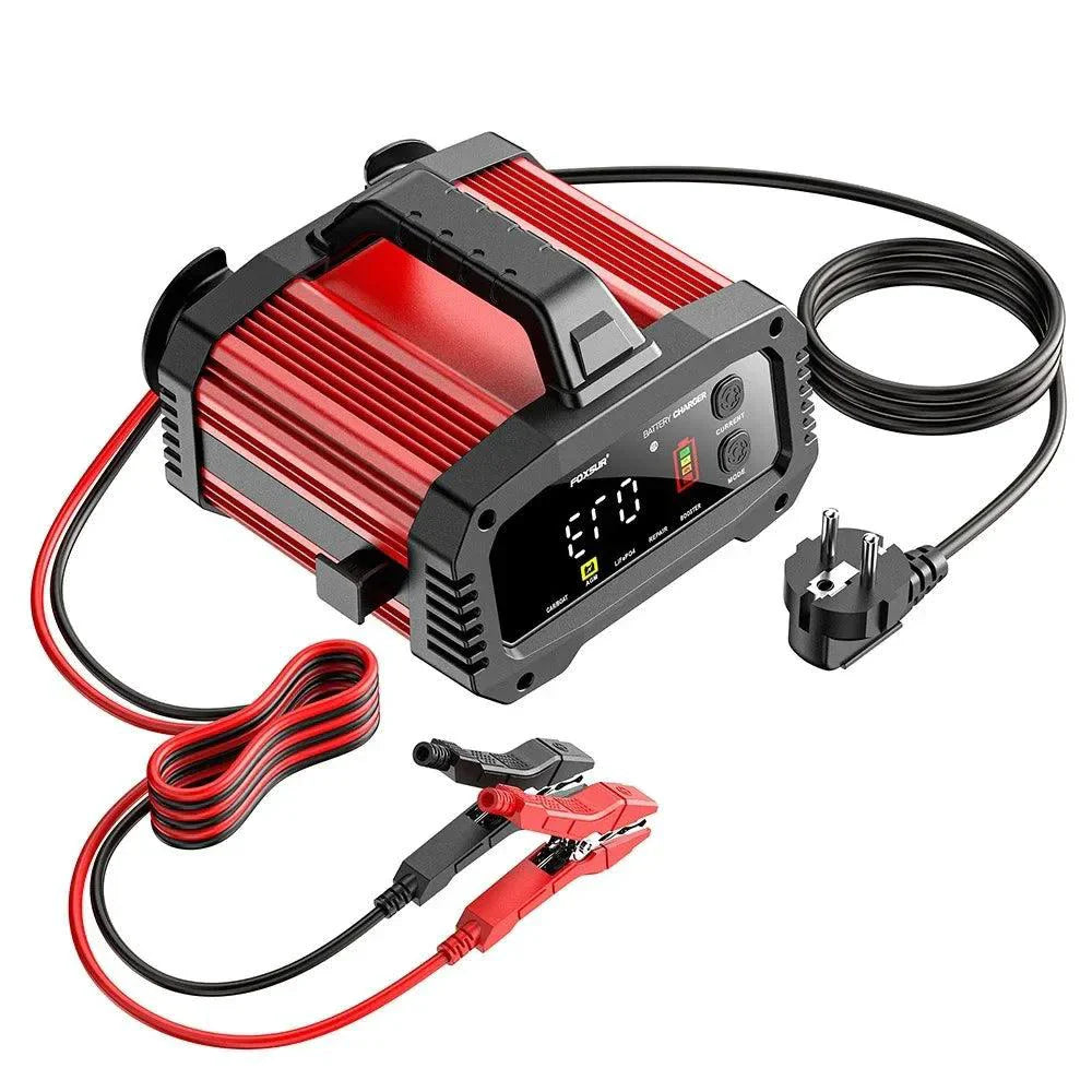 Brand Name Portable Smart Car Battery Charger - 25A/15A for 12V-24V Batteries, Pulse Repair, AGM, GEL, LiFePo4