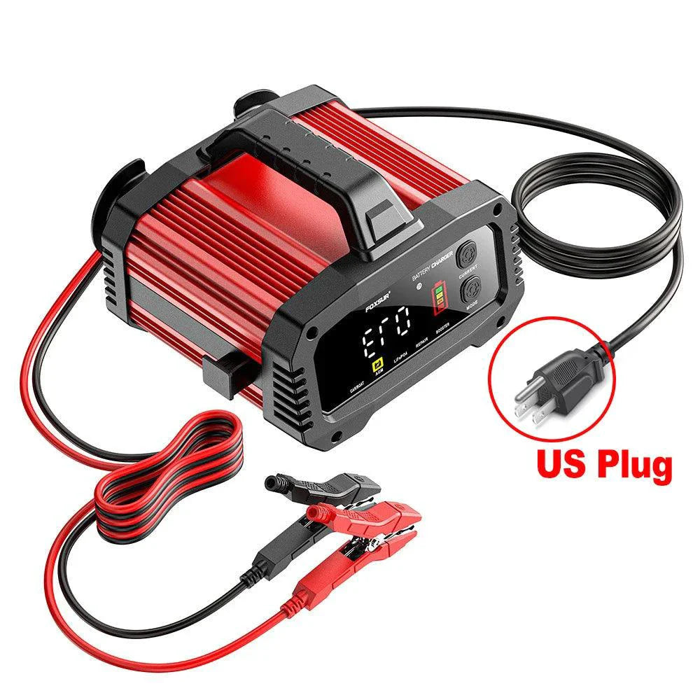 Brand Name Portable Smart Car Battery Charger - 25A/15A for 12V-24V Batteries, Pulse Repair, AGM, GEL, LiFePo4
