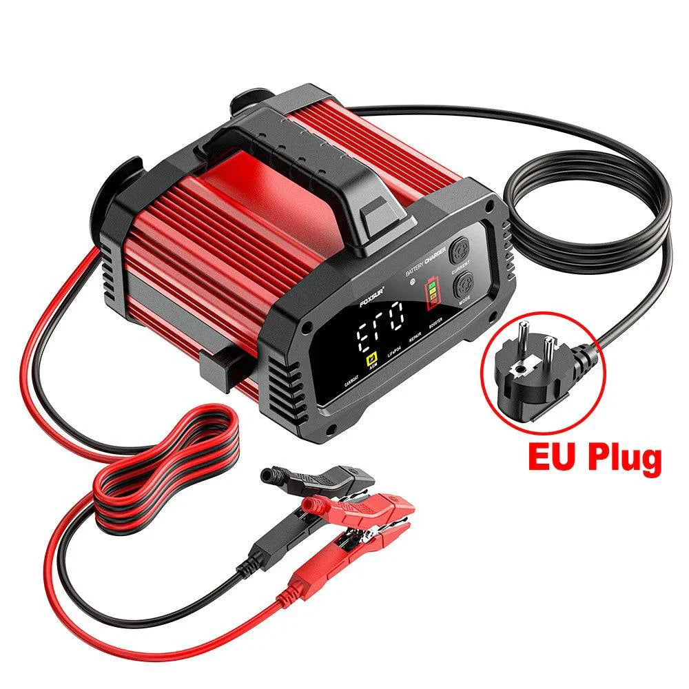 Brand Name Portable Smart Car Battery Charger - 25A/15A for 12V-24V Batteries, Pulse Repair, AGM, GEL, LiFePo4