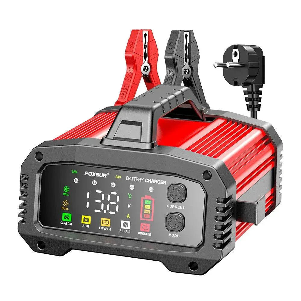 Brand Name Portable Smart Car Battery Charger - 25A/15A for 12V-24V Batteries, Pulse Repair, AGM, GEL, LiFePo4