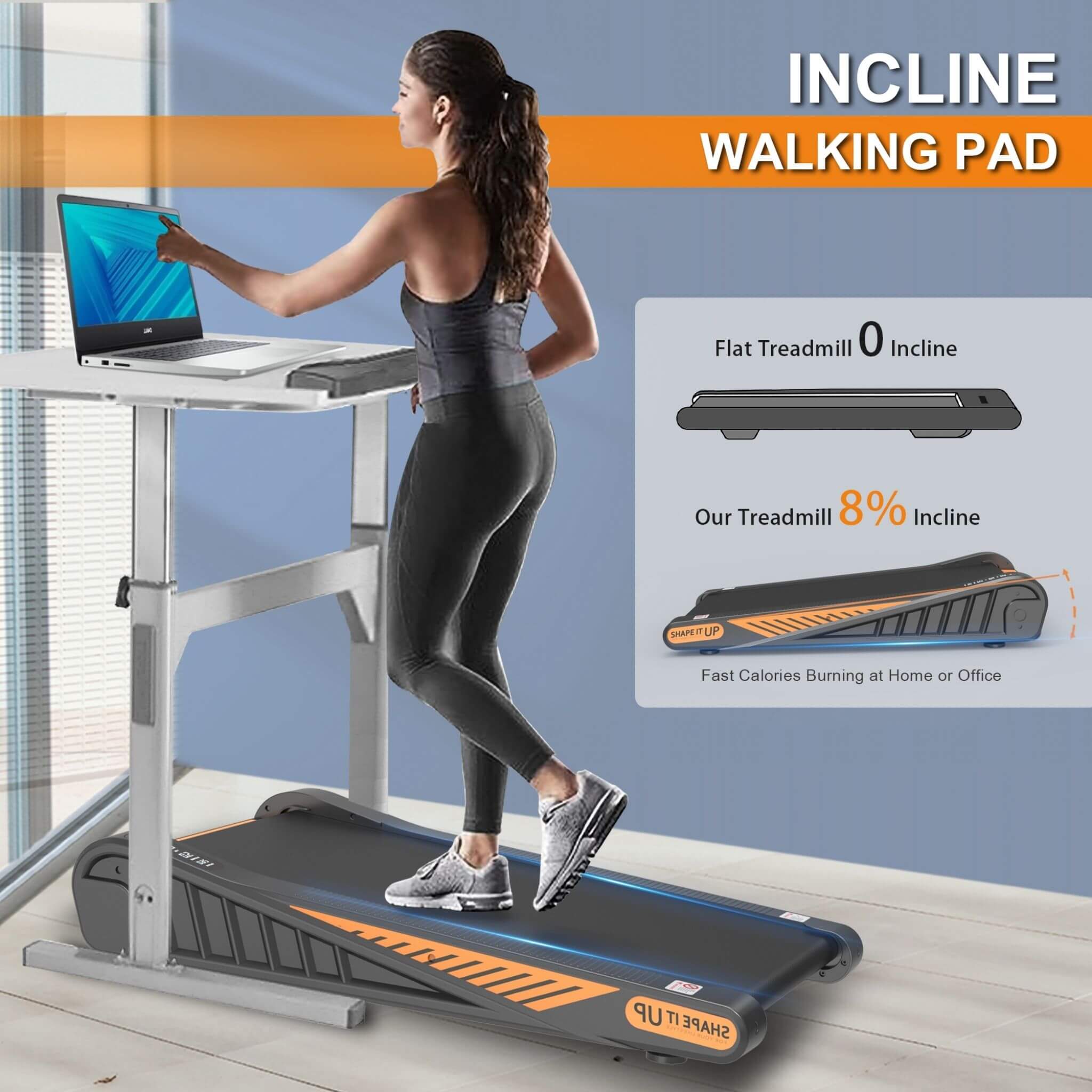 Rovix Portable Compact 2HP Under Desk Treadmill With Safety Key And Wheels for Home And Office Workouts (SAK72810) – SAKSBY W