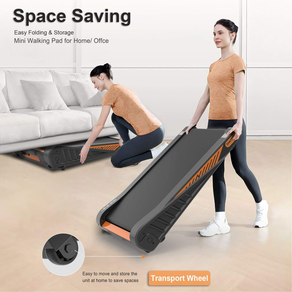 Rovix Portable Compact 2HP Under Desk Treadmill With Safety Key And Wheels for Home And Office Workouts (SAK72810) – SAKSBY W