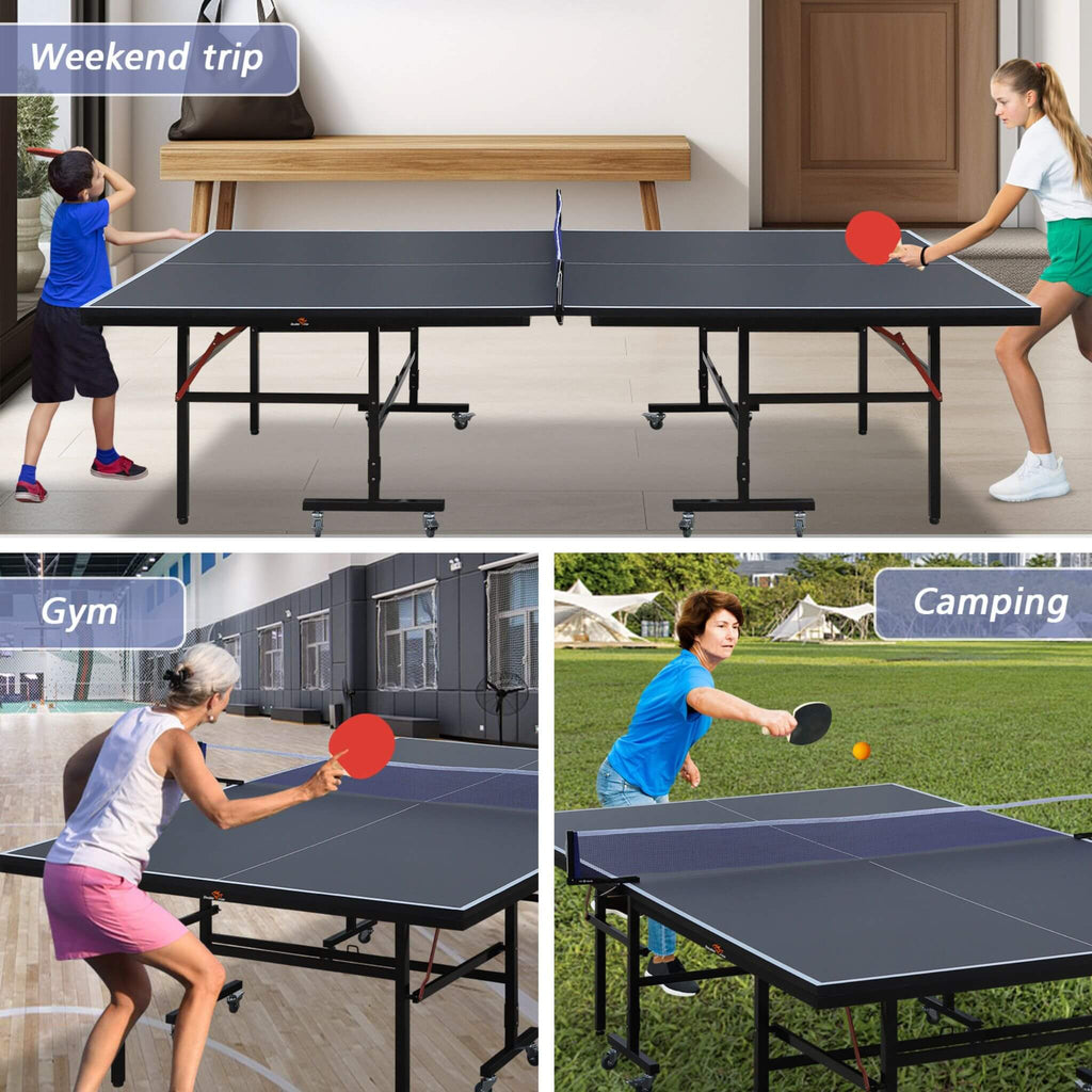 9FT Portable Mid-Size Ping Pong Table Set With Paddles, Balls, And Net (SAK82019) – SAKSBY WHOLESALE, view 8