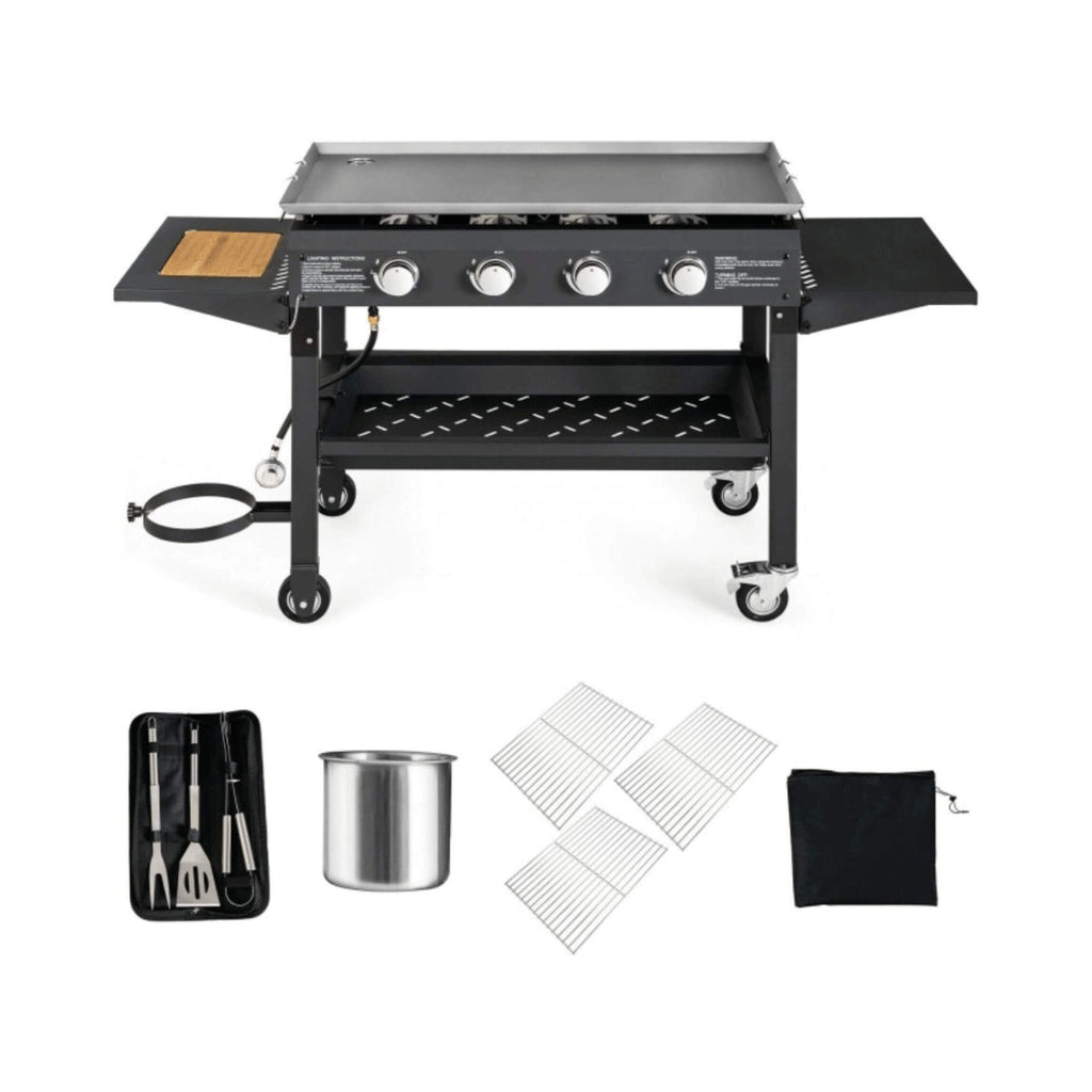 Portable Outdoor 4 Burner Propane Flat Top Gas Grill W/ Wheels, 60K BTU (SAK66104) – SAKSBY WHOLESALE, view 12