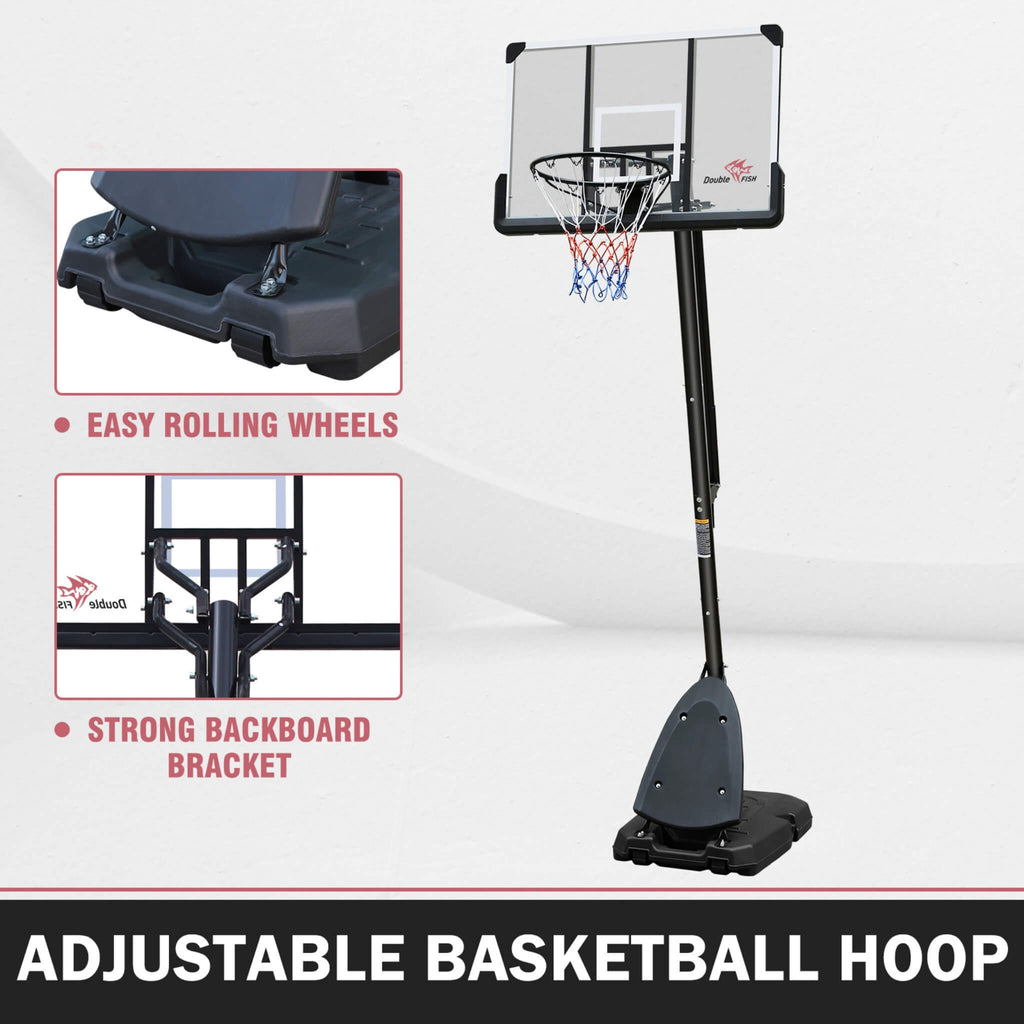 Portable Outdoor All-Weather Height Adjustable Basketball Hoop With 44-Inch Backboard And Wheels, 10FT (SAK58741) – SAKSBY WH