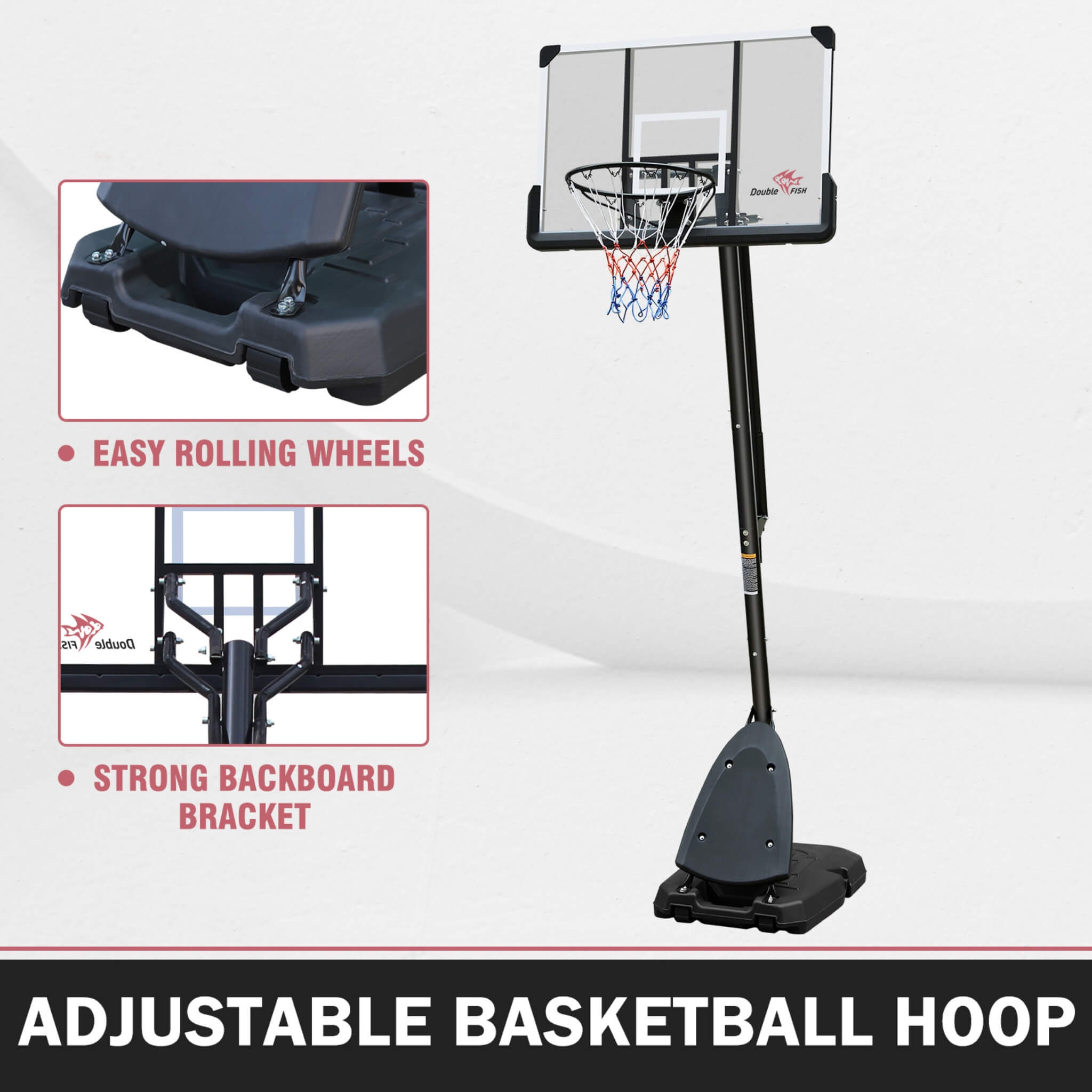 Portable Outdoor All-Weather Height Adjustable Basketball Hoop With 44-Inch Backboard And Wheels, 10FT (SAK58741) – SAKSBY WH