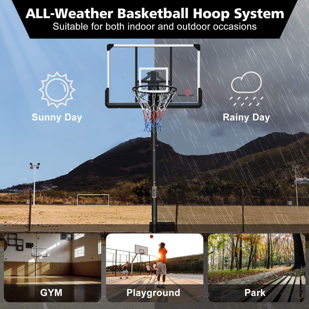 Portable Outdoor All-Weather Height Adjustable Basketball Hoop With 44-Inch Backboard And Wheels, 10FT (SAK58741) – SAKSBY WH