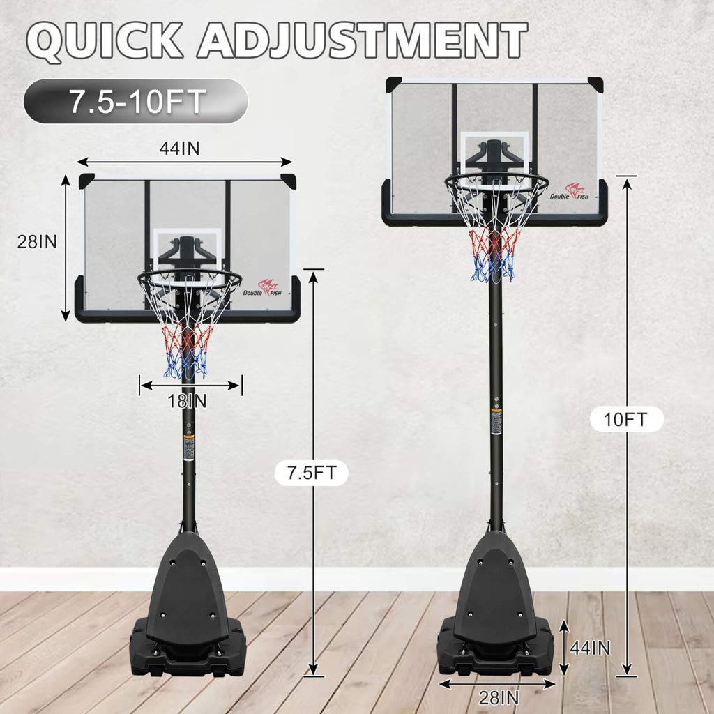 Portable Outdoor All-Weather Height Adjustable Basketball Hoop With 44-Inch Backboard And Wheels, 10FT (SAK58741) – SAKSBY WH