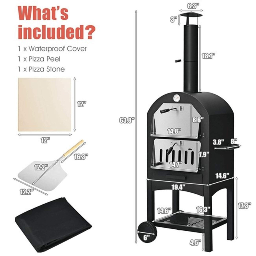Portable Outdoor Wood Fired Pizza Oven W/ Pizza Stone & Waterproof Cover (SAK82635) – SAKSBY WHOLESALE, view 10