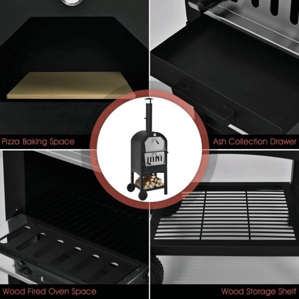 Portable Outdoor Wood Fired Pizza Oven W/ Pizza Stone & Waterproof Cover (SAK82635) – SAKSBY WHOLESALE, view 11