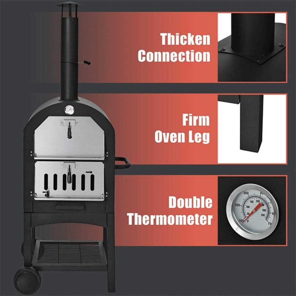 Portable Outdoor Wood Fired Pizza Oven W/ Pizza Stone & Waterproof Cover (SAK82635) – SAKSBY WHOLESALE, view 7