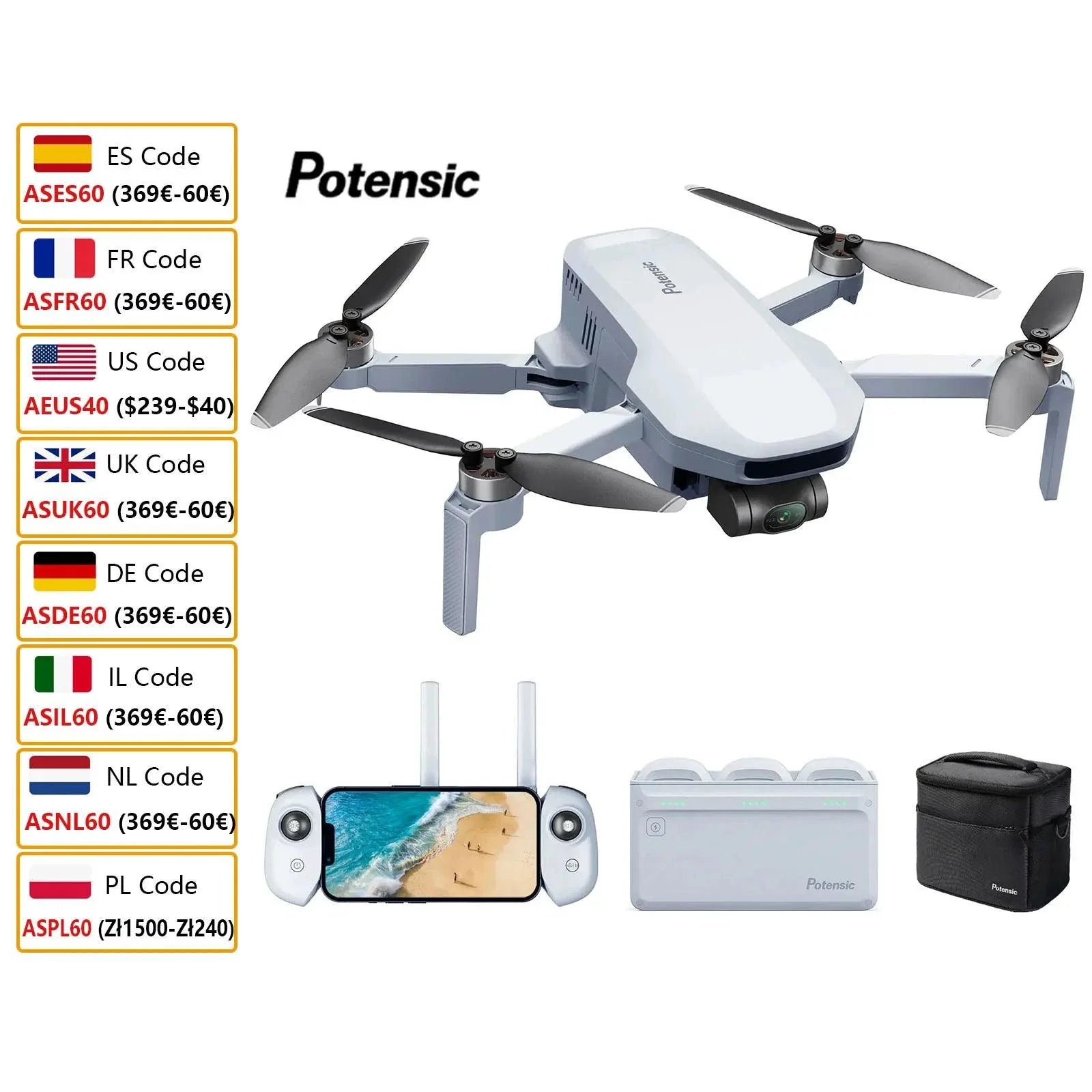 Potensic C0 Mini Drone 3 Axis Gimbal 6KM GPS 4K Professional Camera Drones Brushless RC Toy Quadcopter for Travel Gifts ATOM