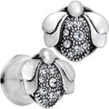 BodyCandy 1/2 Clear Gem Steel Allow Me Ladybug Double Flare Tunnel Plug Set — main product shot