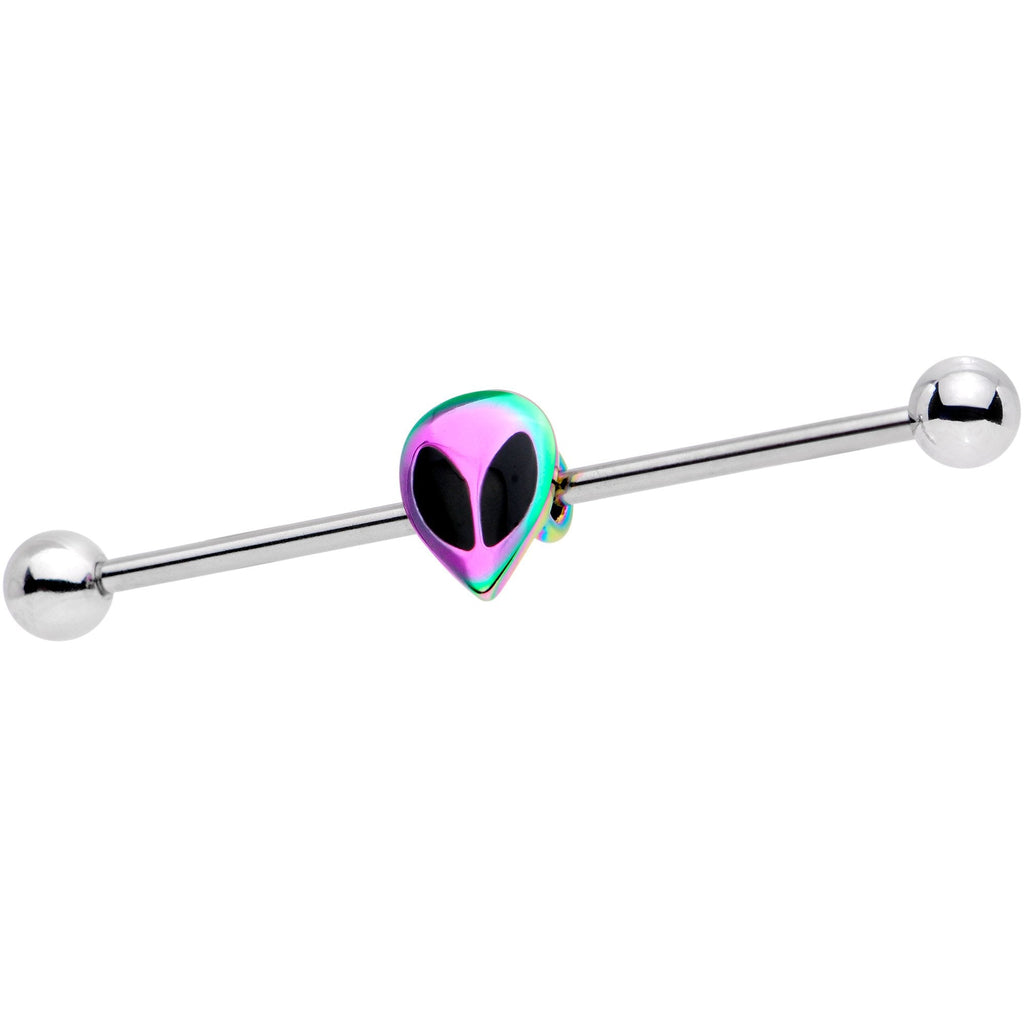 BodyCandy 14G Rainbow Radical Alien Industrial Barbell 38mm — detail and construction