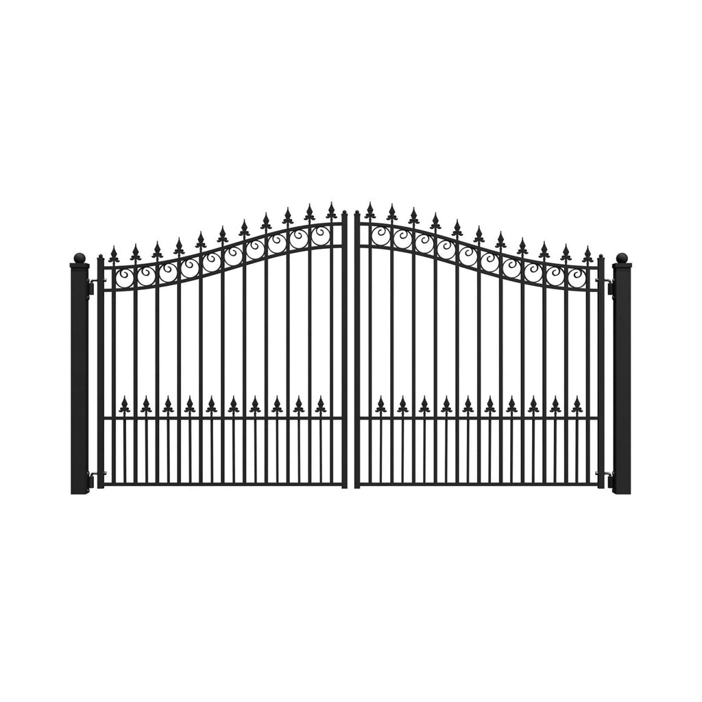 [12-18FT] Heavy-Duty Prague-Style Powder-Coated Galvanized Steel Dual Swing Driveway Gate (SAK48530) – SAKSBY WHOLESALE