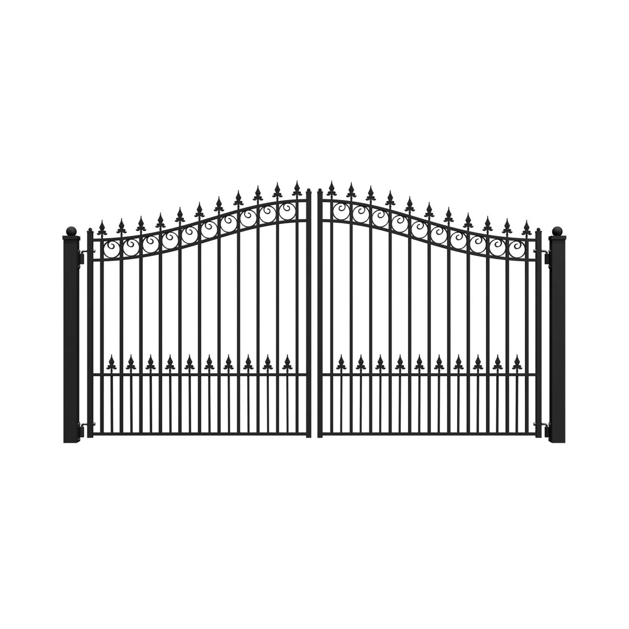 [12-18FT] Heavy-Duty Prague-Style Powder-Coated Galvanized Steel Dual Swing Driveway Gate (SAK48530) – SAKSBY WHOLESALE
