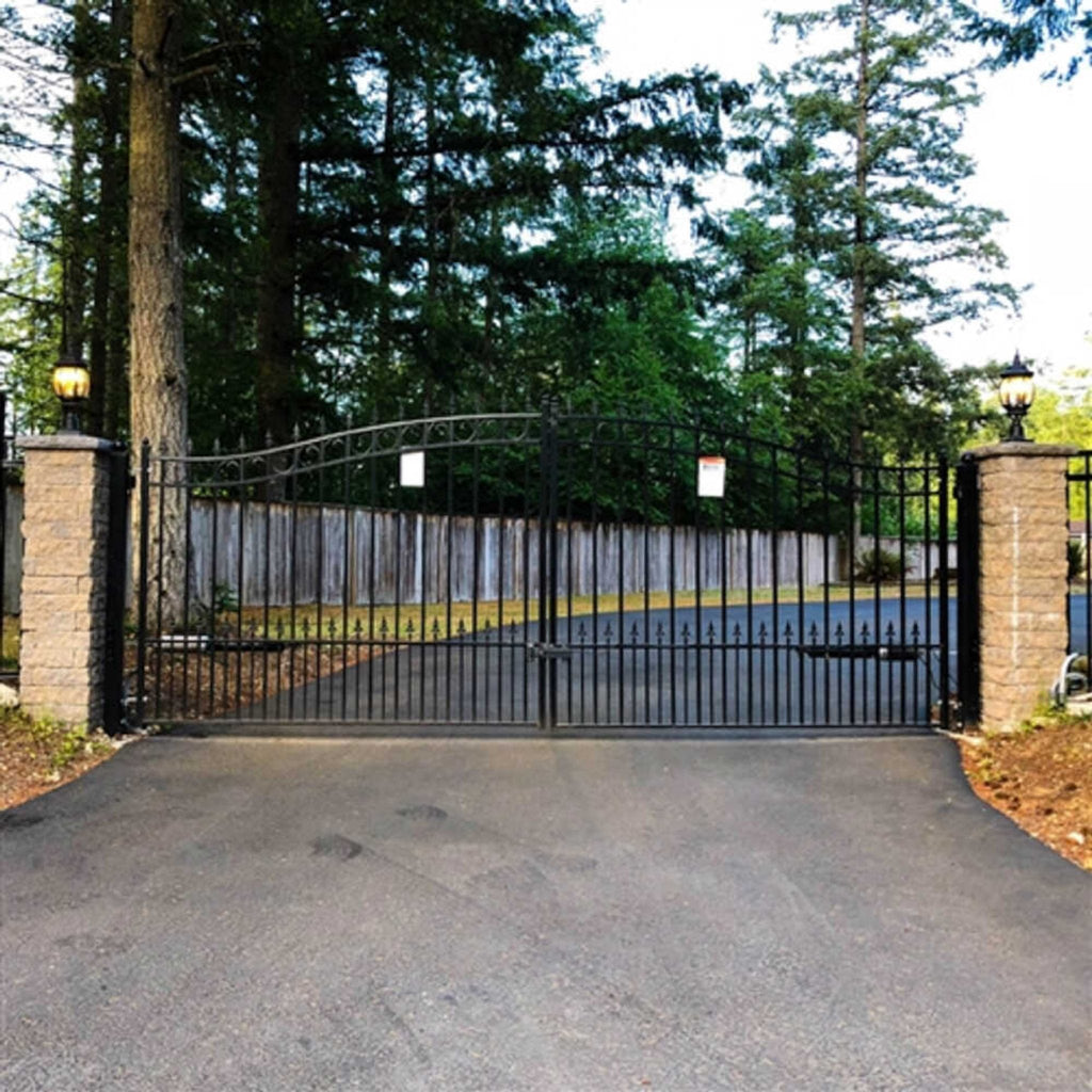[12-18FT] Heavy-Duty Prague-Style Powder-Coated Galvanized Steel Dual Swing Driveway Gate (SAK48530) – SAKSBY WHOLESALE, view