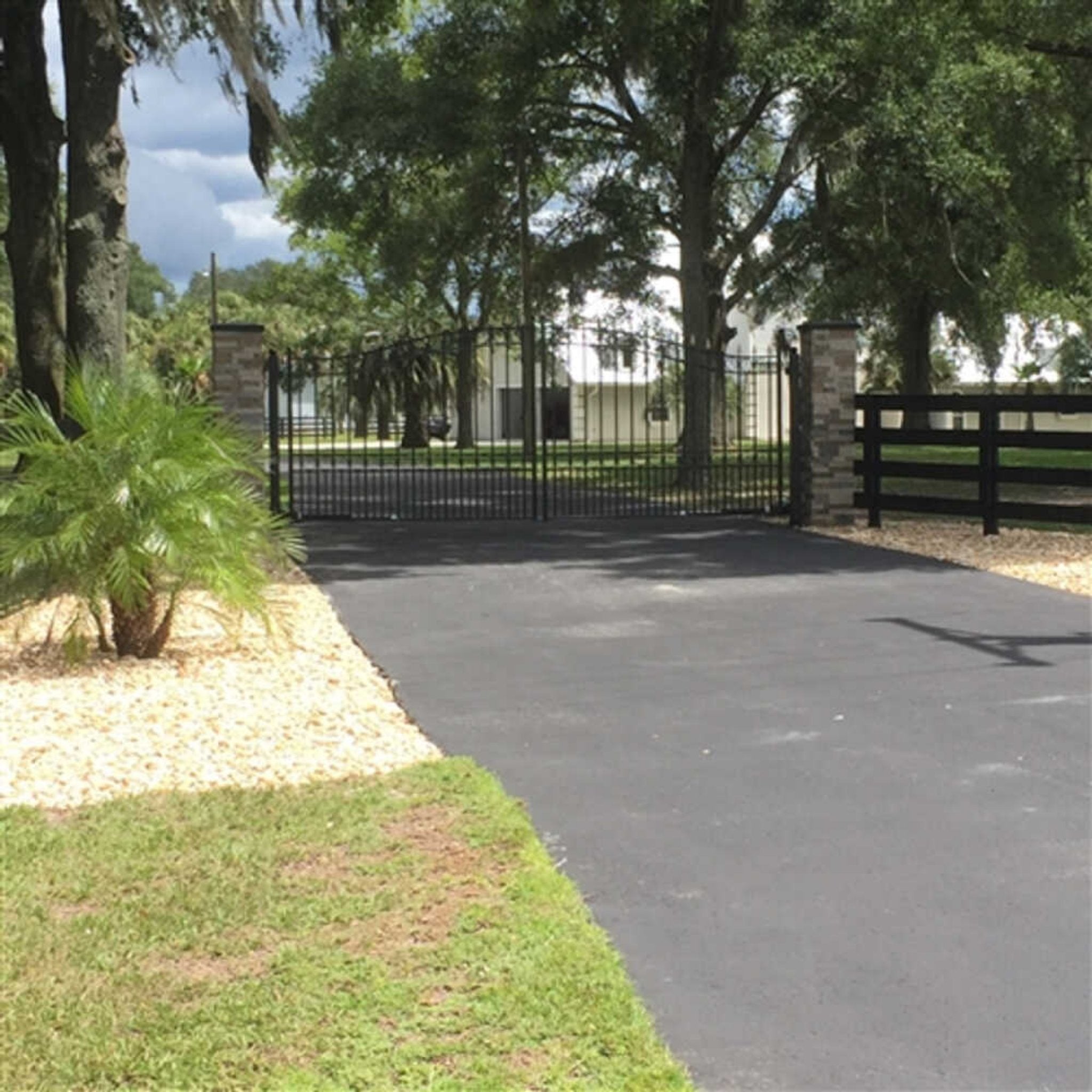 [12-18FT] Heavy-Duty Prague-Style Powder-Coated Galvanized Steel Dual Swing Driveway Gate (SAK48530) – SAKSBY WHOLESALE, view