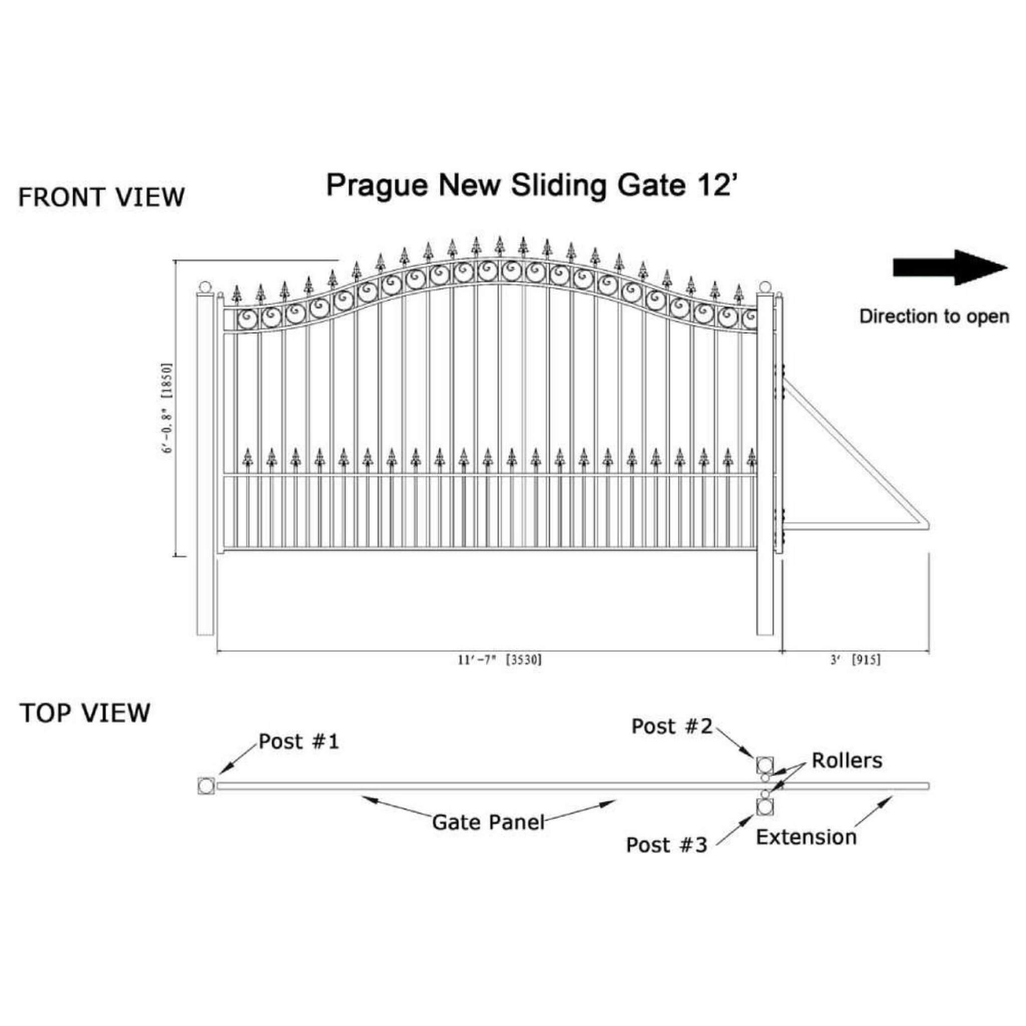 [12-18FT] Heavy-Duty Prague-Style Premium Steel Sliding Driveway Gate (SAK71492) – SAKSBY WHOLESALE, view 13