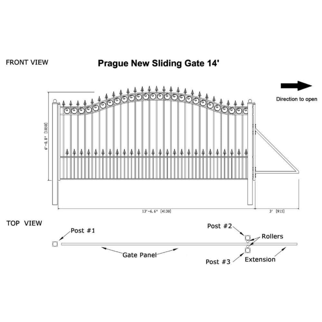 [12-18FT] Heavy-Duty Prague-Style Premium Steel Sliding Driveway Gate (SAK71492) – SAKSBY WHOLESALE, view 14