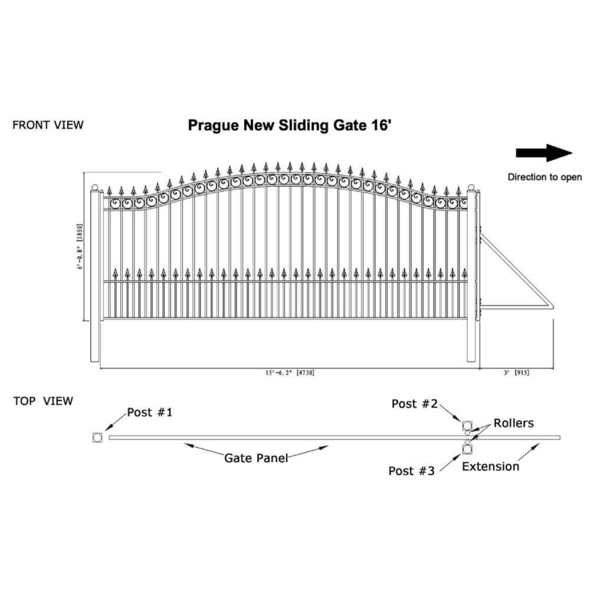 [12-18FT] Heavy-Duty Prague-Style Premium Steel Sliding Driveway Gate (SAK71492) – SAKSBY WHOLESALE, view 15