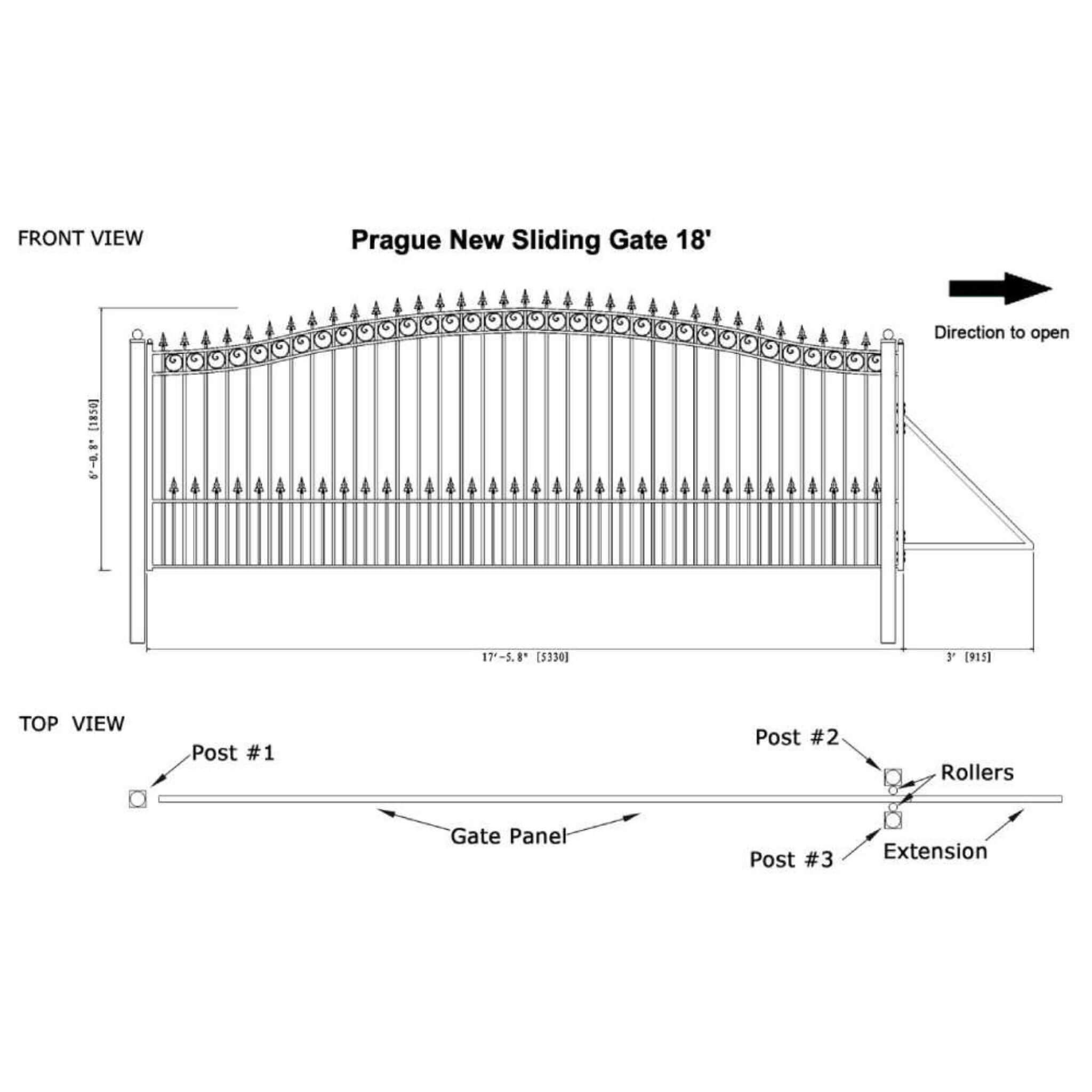 [12-18FT] Heavy-Duty Prague-Style Premium Steel Sliding Driveway Gate (SAK71492) – SAKSBY WHOLESALE, view 16