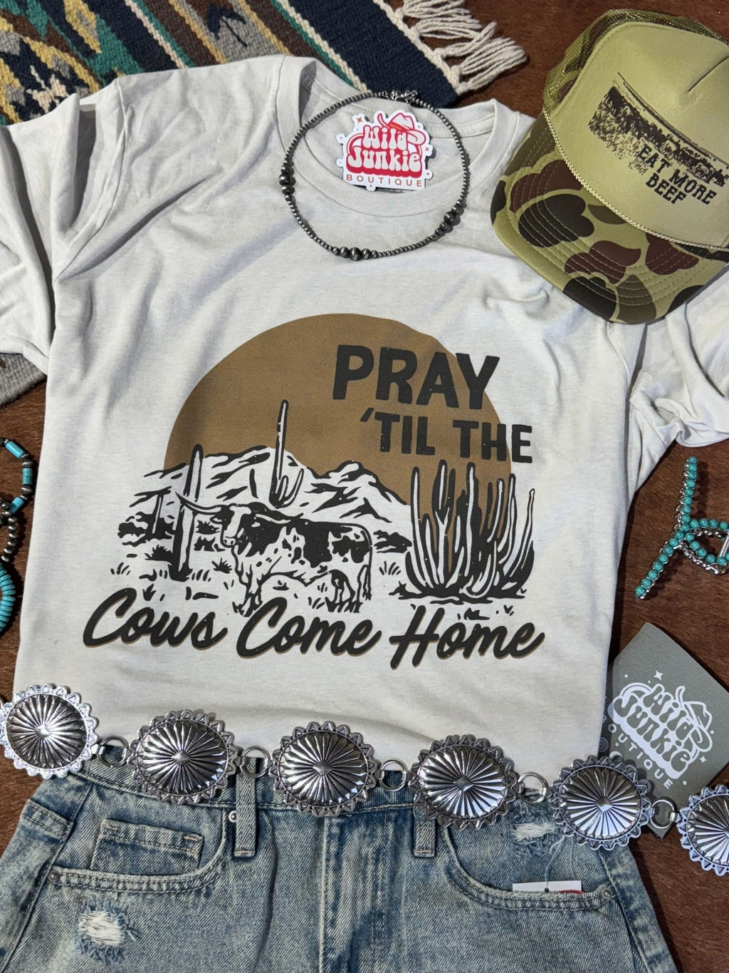 Wild Junkie Pray Til The Cows Come Home Graphic Tee — main product shot